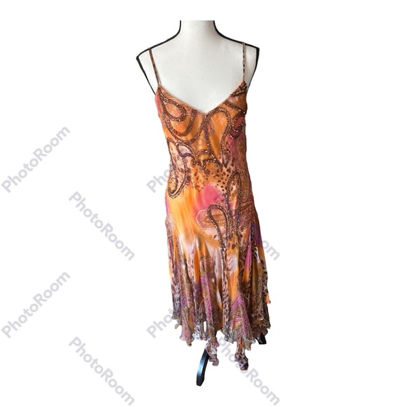 NWT vintage y2k 100% silk beaded flowy mermaid dress - Picture 8 of 8